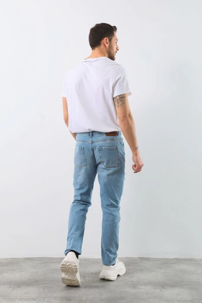 Erkek Yırtık Detaylı Jean Pantolon - 4