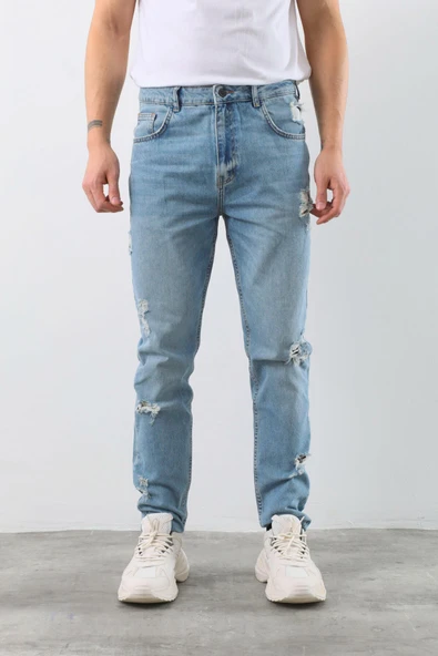 Erkek Yırtık Detaylı Jean Pantolon - 6