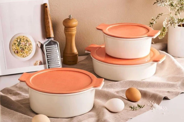 Porland Cookland Fire Turuncu Kapaklı Tencere Takımı 6parça