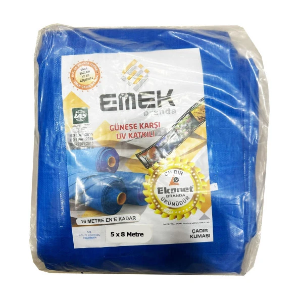 Emek Çadır Kumaşı Branda Tente UV Güneşlik Gölgelik Koruma Yağmur Su Geçirmez - 5x8 Metre - 1 Paket