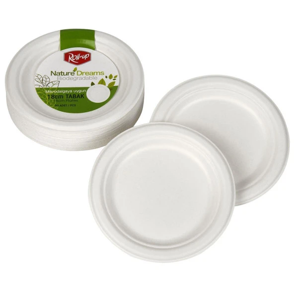 Roll-Up Nature Ekolojik Karton Kağıt Parti Tek Kullanımlık Tabak - 18 Cm. - 50 Adetlik 5 Paket - Resim 4