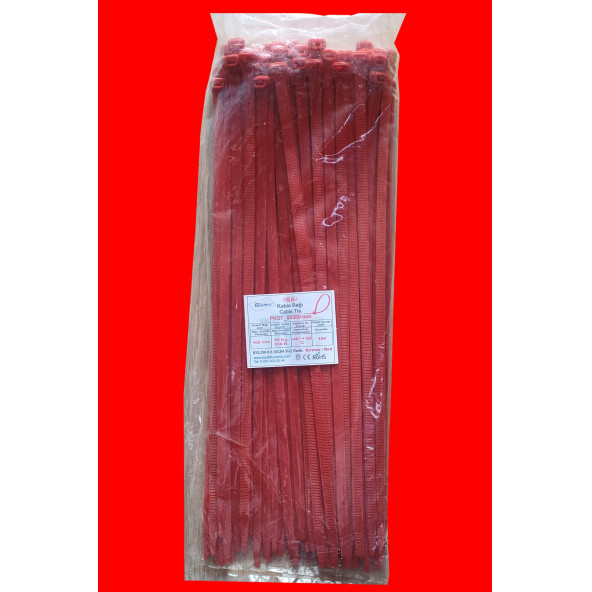 Kablo Bağı 8X380 100 adet KIRMIZI