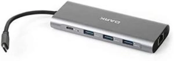 DARK DK-AC-U31X36 9lu USBType-C DOCKING STATION Type-C=>Çıkış:3xUSB3.0+HDMI+Ethernet+SD+TF+PD+Ses