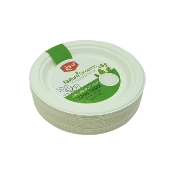 Roll-Up Nature Ekolojik Karton Kağıt Parti Tek Kullanımlık Tabak - 22 Cm. - 50 Adetlik 1 Paket - Resim 2