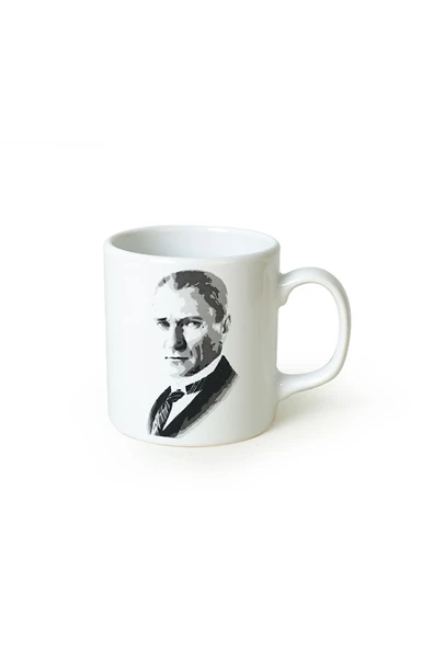 Keramika Keraart Atatürk Portre Beyaz Silindir Kupa 1 Adet - 2