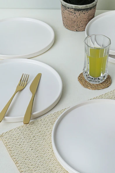 Keramika Mat Beyaz Stackable Servis Tabağı 27 Cm 6 Adet 022 - Resim 2