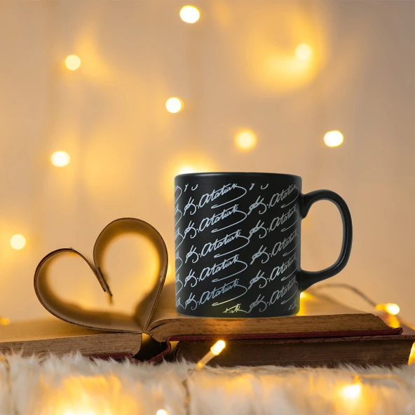 Keramika Keraart Atatürk İmza Beyaz Siyah Kupa 1 Adet