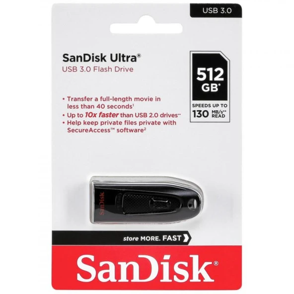 Sandisk 512GB USB 3.0 Flash Bellek  Ultra 100MB/s SDCZ48-512G-U46