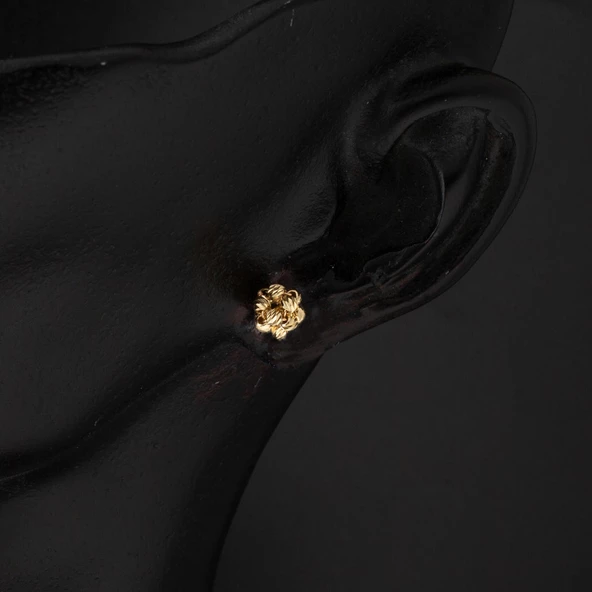 14 Ayar Dorika Toplu Sarı Altın Küpe - Resim 4