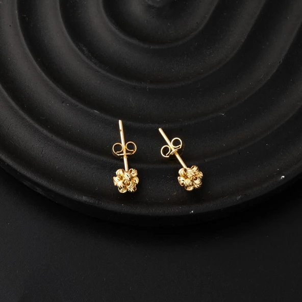 14 Ayar Dorika Toplu Sarı Altın Küpe - Resim 2