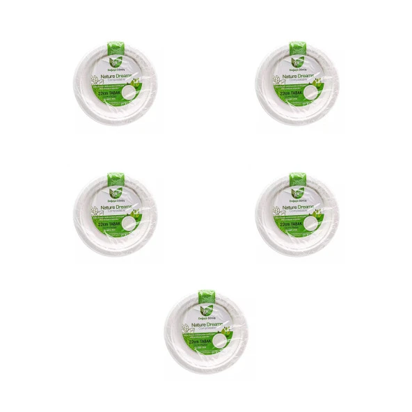 Roll-Up Nature Ekolojik Karton Kağıt Parti Tek Kullanımlık Tabak - 22 Cm. - 50 Adetlik 5 Paket ürün görseli 1