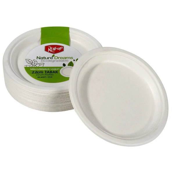Roll-Up Nature Ekolojik Karton Kağıt Parti Tek Kullanımlık Tabak - 22 Cm. - 50 Adetlik 10 Paket - Resim 3