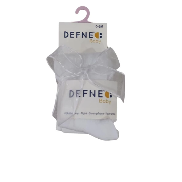 DEFNE DÜZ RENK KURDELALI KIZ BEBEK KİLOTLU ÇORAP - 2