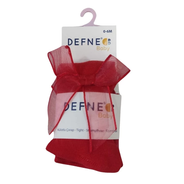 DEFNE DÜZ RENK KURDELALI KIZ BEBEK KİLOTLU ÇORAP - 3