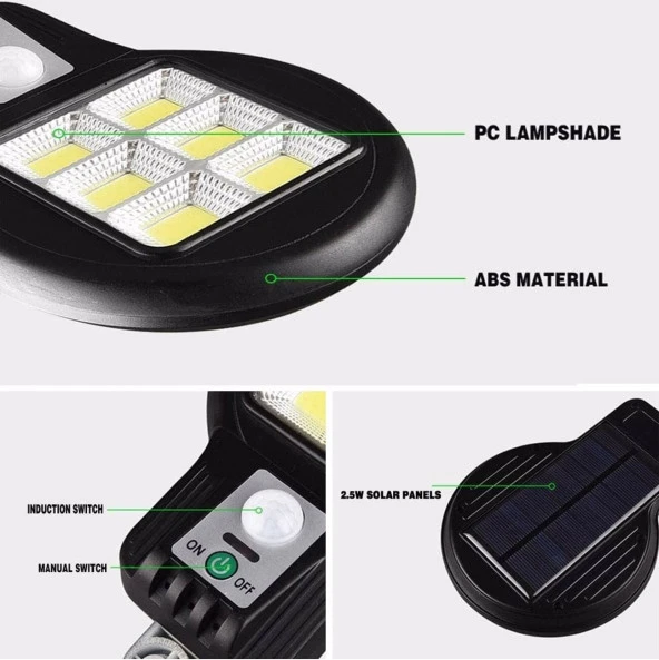 Powermaster CL-182-6 Hareket Sensörlü 48 COB Ledli Solar Sokak Lambası - 3