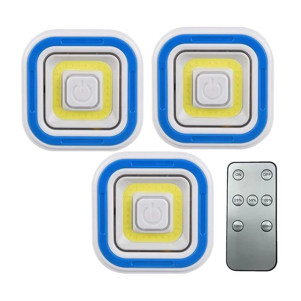 Powermaster PM-6936 Cob Ledli Pilli Uzaktan Kumandalı Üçlü Lamba - 5