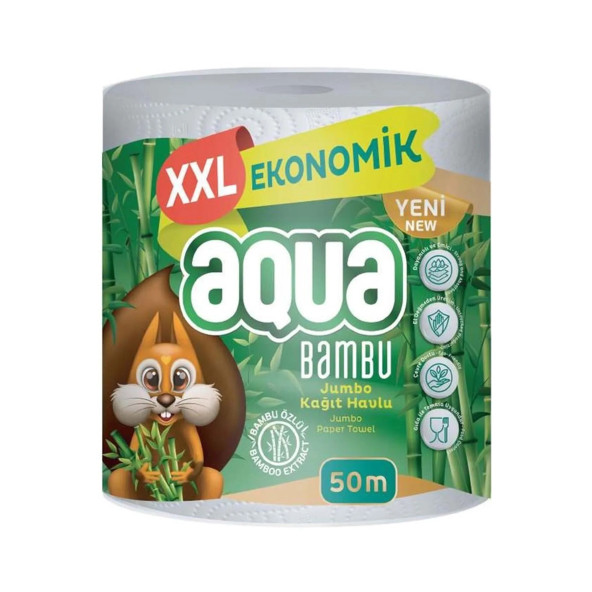 Aqua Kağıt Havlu 2 Katlı Jumbo Paket XXL Bambu (50 Metre)