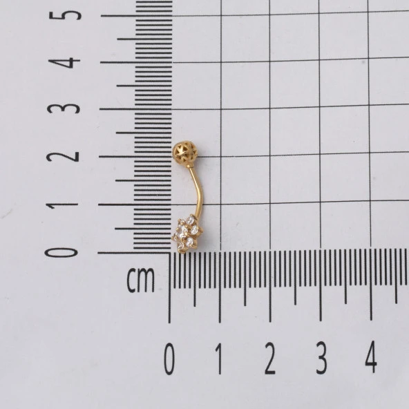 Papatya Model 14 Ayar Altın Göbek Piercing - 5