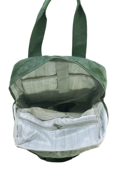 Klinkır Kumaş Kadın Sırt Çantası Kapaklı Çok Cepli Hafif Yağmur Geçirmez Kumaş 35*30 Cm - 12