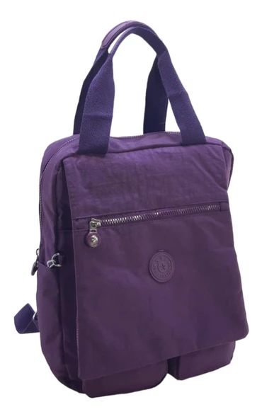 Klinkır Kumaş Kadın Sırt Çantası Kapaklı Çok Cepli Hafif Yağmur Geçirmez Kumaş 35*30 Cm - 6