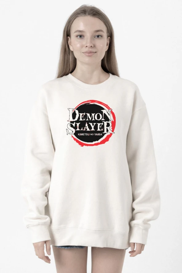 Demon Slayer Anime Squad Demon Slayer Kimetsu No Yaiba Beyaz Kadın 2ip Sweatshirt