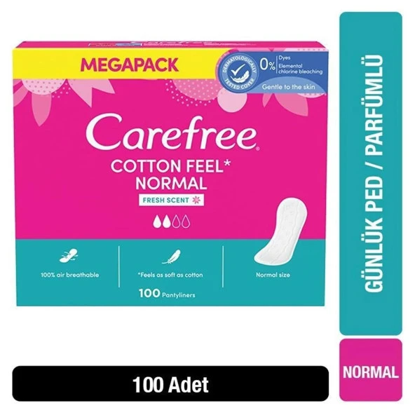 Carefree Cotton Feel Normal Parfümlü Günlük Ped 100 lü