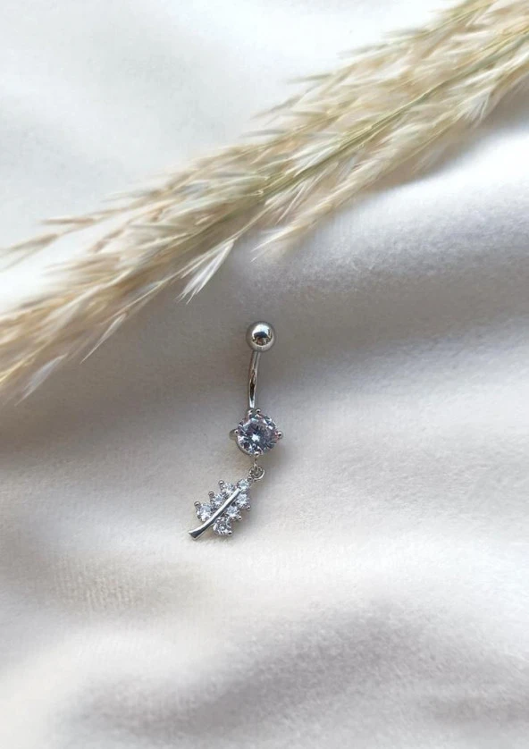 Göbek Piercing Medikal Çelik Vidalı Gri Kadın İthal 316 L Paslanmaz 15836 ürün görseli