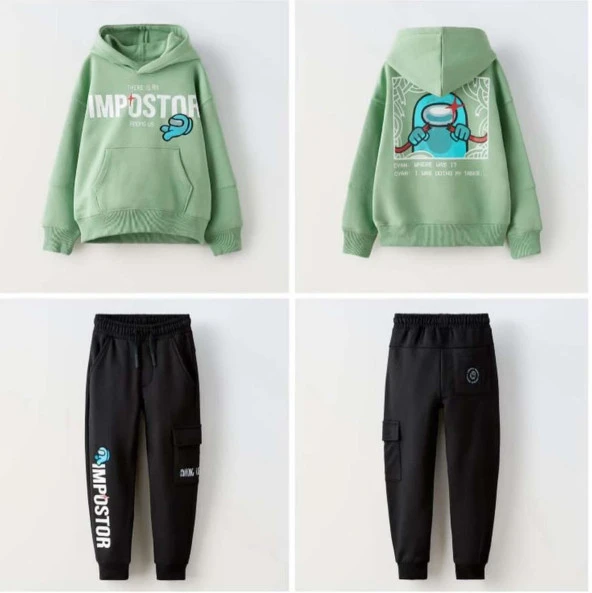 ERKEK ÇOCUK IMPOSTER KAPŞONLU PAMUK EŞOFMAN TAKIMI ürün görseli