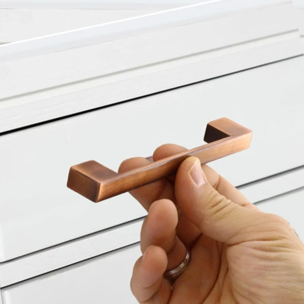 Mutfak Kulpu Çekmece Dolap Kapak Kulbu Metal Kulp Mobilya Dolabı Kulpları 128 mm Anik Bakır - Resim 2