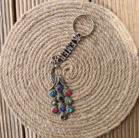 Anahtarlık Tavus Kuşu Yüzük Kötü Göz Kovucu Nazar Boncuklu Araba Çanta Cüzdan Süsü - Resim 3