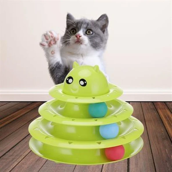 ShopZum Tower Of Tracks Eğlenceli Üç Katlı Kedi Oyuncağı Seti Kedi Oyunu