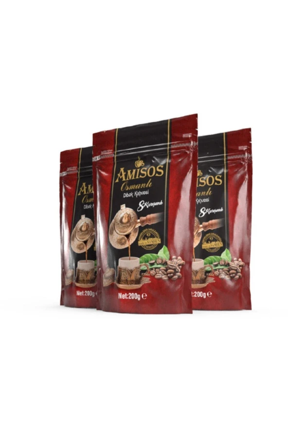 Amisos Osmanlı Dibek Kahvesi 8 Karışımlı 200 Gr 3 Paket