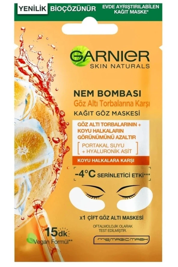 Garnier Nem Bombası Göz Altı Torbalarına Karşı Kağıt Göz Maskesi