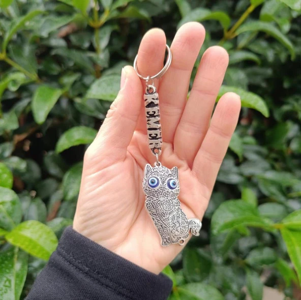 Anahtarlık Sevimli Kedi Yüzük Kötü Göz Kovucu Nazar Boncuklu Araba Çanta Cüzdan Süsü ürün görseli