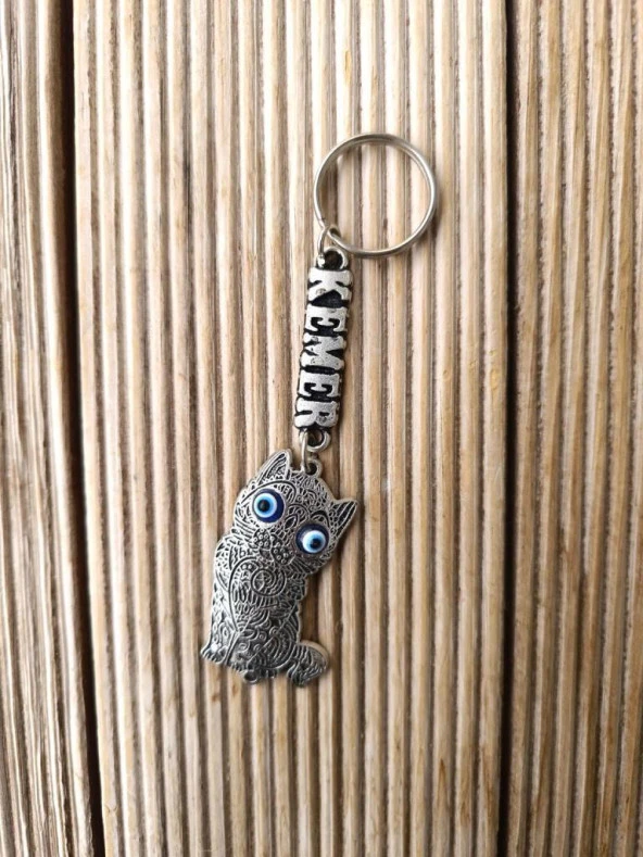 Anahtarlık Sevimli Kedi Yüzük Kötü Göz Kovucu Nazar Boncuklu Araba Çanta Cüzdan Süsü - Resim 2