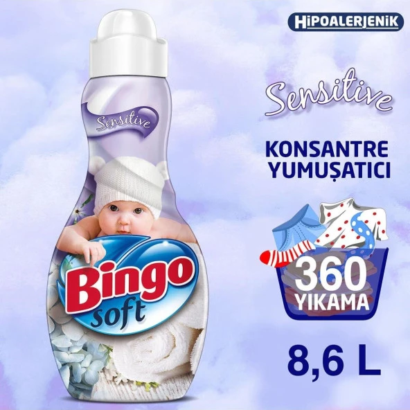 Bingo Soft Konsantre Çamaşır Yumuşatıcısı Sensitive 1440 ml Ekonomi Paketi 6lı