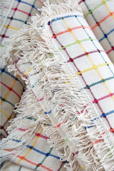 3057 %100 Pamuklu Buldan Işi Çok Renkli Çekyat Örtüsü 180*350 - 2