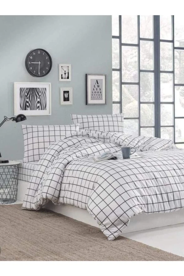 NÇ1019 Miss Linda Home %100 Pamuklu Çift Taraflı Çift Kişilik Nevresim Takımı - 2