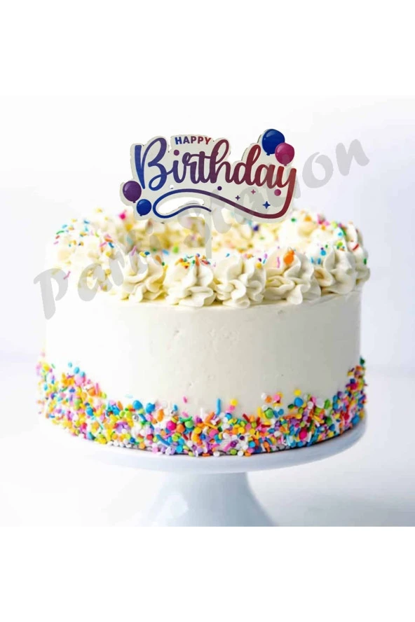 Pasta Üstü Ahşap Happy Birthday Yazılı Büyük Kürdan Süs 12 cm Pasta Üstü Süsleme Doğum Günü Malzeme