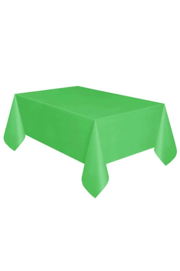Masa Örtüsü ve Masa Eteği Set Plastik Yeşil Renk Masa Örtüsü Gümüş Renk Metalize Masa Eteği Set