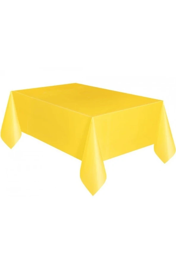 Masa Örtüsü ve Masa Eteği Set Plastik Sarı Renk Masa Örtüsü Pembe Renk Metalize Masa Eteği Set
