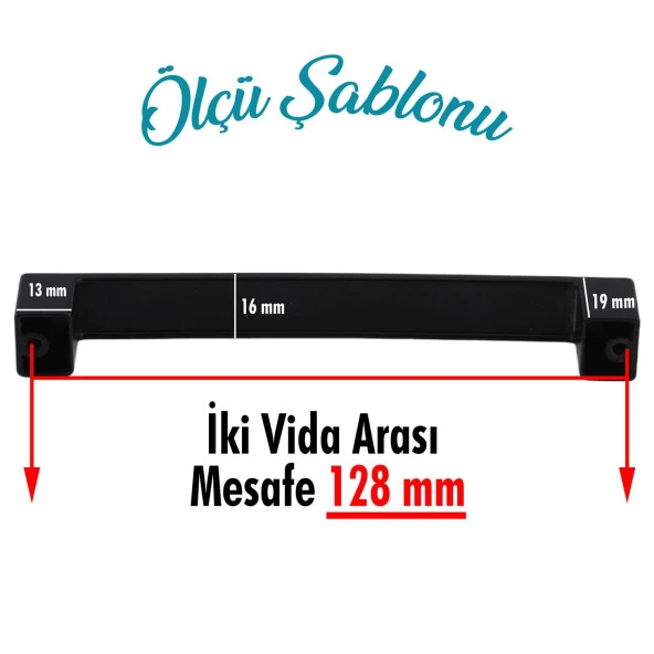 Mutfak Kulpu Çekmece Dolap Kapak Kulbu Metal Kulp Mobilya Dolabı Kulpları 128 mm Siyah - 3