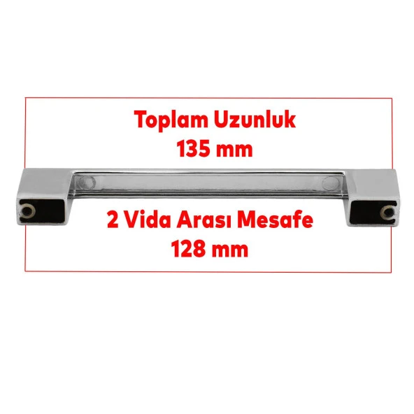 Mutfak Dolabı Mobilya Çekmece Dolap Kapak Kulpu Kulbu Krom 128 mm Metal Kulp - 4