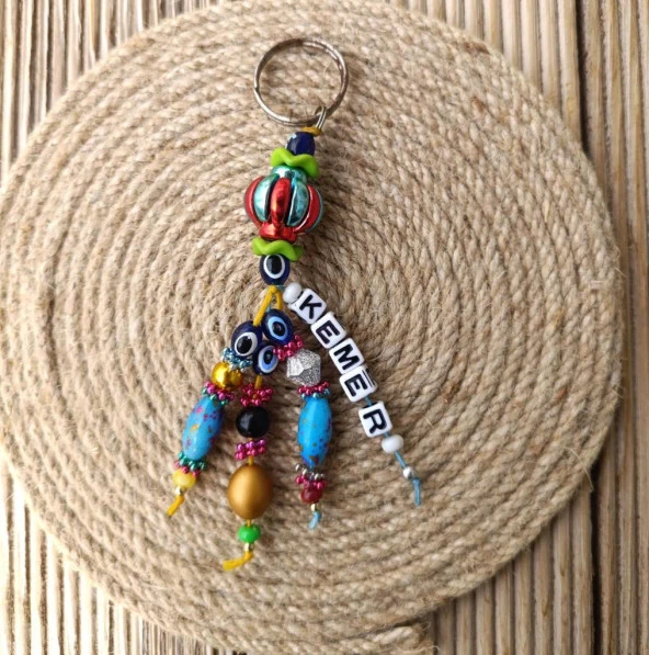 Anahtarlık Nazar Kötü Göz Kovucu Yüzük Nazar Boncuklu Araba Çanta Cüzdan Süsü - 2