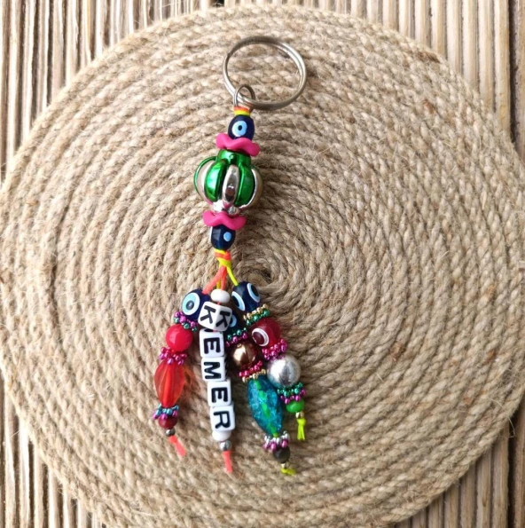 Anahtarlık Nazar Kötü Göz Kovucu Yüzük Nazar Boncuklu Araba Çanta Cüzdan Süsü - 3