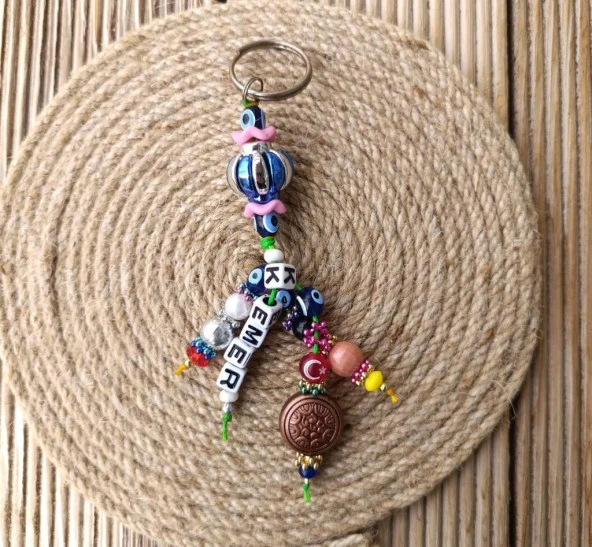 Anahtarlık Nazar Kötü Göz Kovucu Yüzük Nazar Boncuklu Araba Çanta Cüzdan Süsü - 4