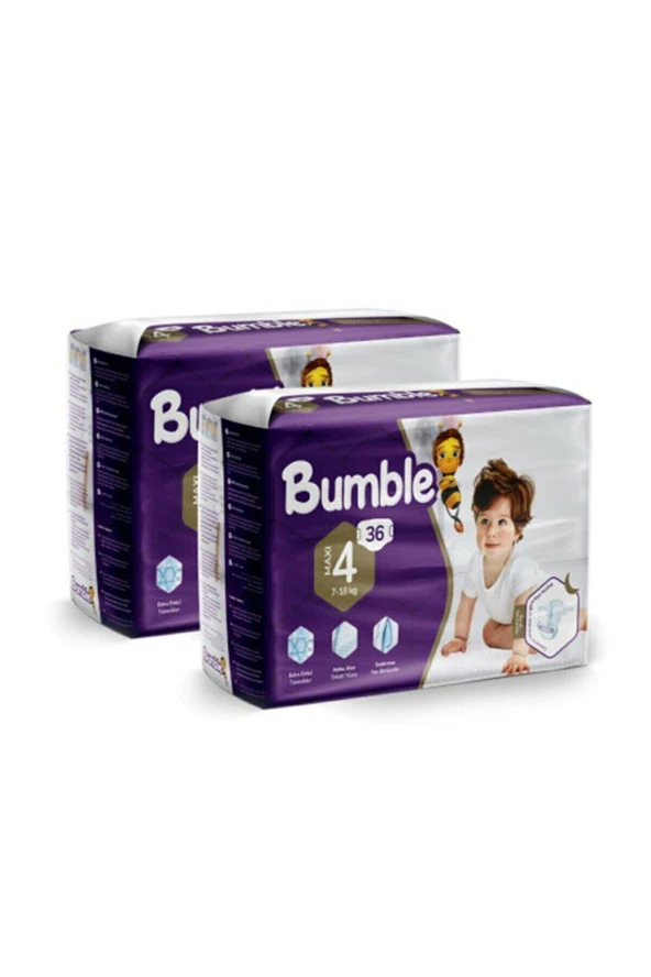 BUMBLE 4 Numara Maxi Bebek Bezi Eko Paket (7-18)kg 72 Adet