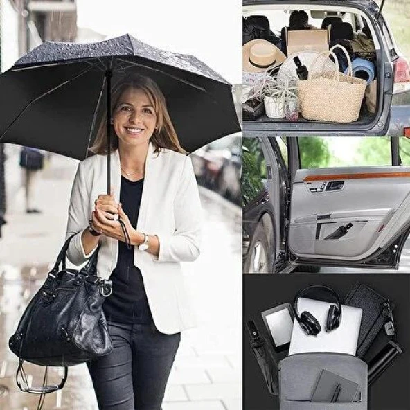 Eleven Market Tam Otomatik Siyah Bayan Şemsiyesi - 3