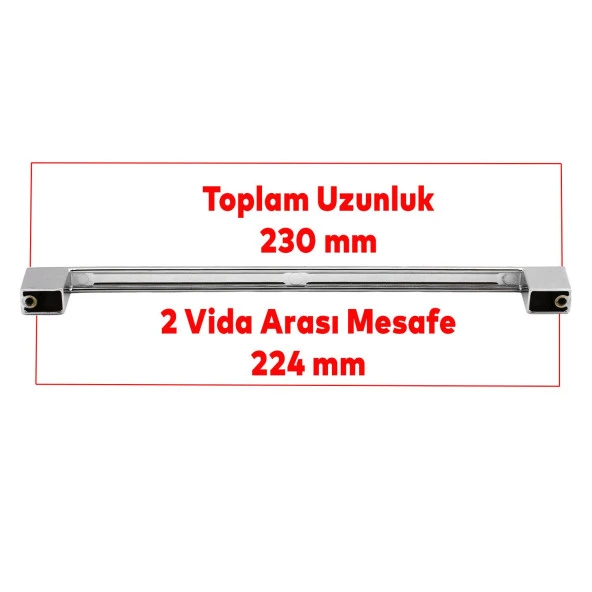 Mobilya Mutfak Dolabı Çekmece Dolap Kapak Kulpu Kulbu Krom 224 mm Metal Kulp - 4