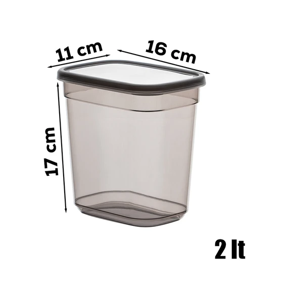 Porsima 2047 12 li Etiketli Kapaklı Dikdörtgen Çok Amaçlı Gıda Erzak Saklama Kabı Seti - 2 Lt - 3